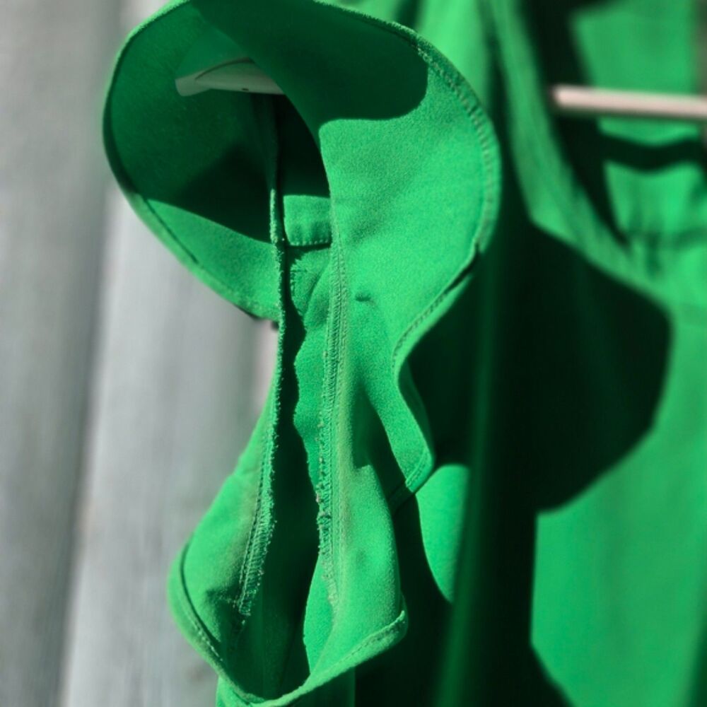 J.Crew Green Ruffle Sleeve Blouse Top Back Zip Size 8 - Picture 2 of 4